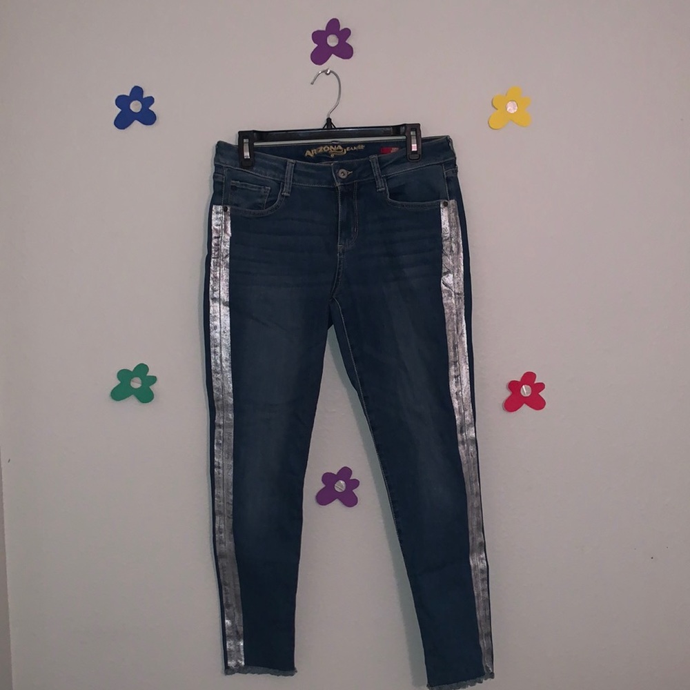 Silver Stripe Stretchy Skinny Jeans